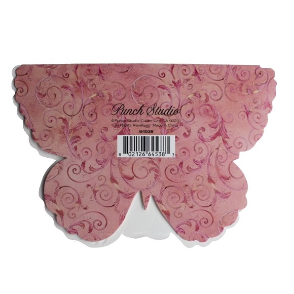 Punch Studio Single Gold Foil Fancy Note Card ~ Pink Butterfly Shaped 64538 - Picture 7 of 7